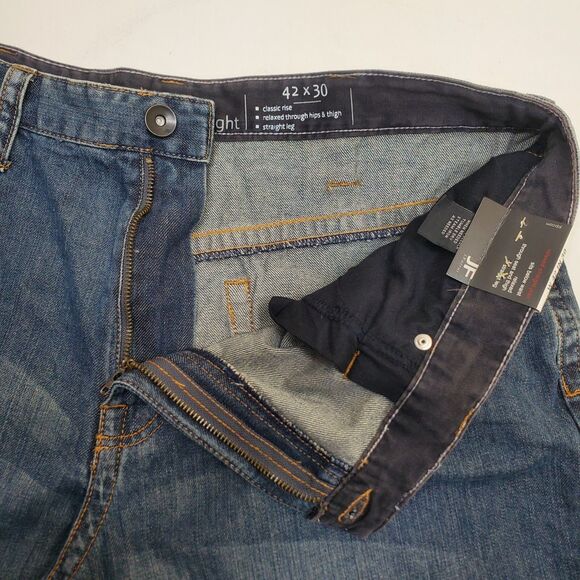 J. Ferrar Jeans Mens Distressed Wash Relaxed Straight Denim Barrier 42x30 NWT - Picture 11 of 16